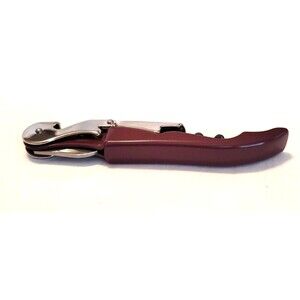 Burgundy Metal Corkscrew Doubled Hinged Waiters Wine Bottle‎ Opener Foil Cutter